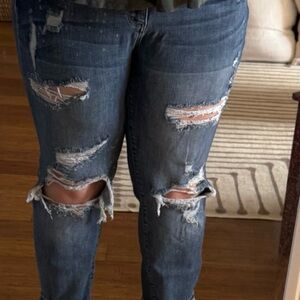 Judy Blue Distressed Dark Blue Boyfriend Jeans